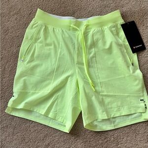 Lululemon License to Train Linerless Short 7” Medium Faded Zap / Neon Green